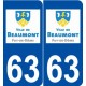 63 Beaumont logo autocollant plaque stickers ville