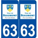 63 Beaumont logo autocollant plaque stickers ville