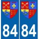 84 Vaucluse autocollant plaque blason armoiries stickers département