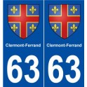 63 Clermont-Ferrand escudo de armas de la etiqueta engomada de la placa de pegatinas de la ciudad