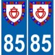 85 Vendée autocollant plaque