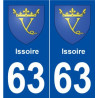63 Issoire blason autocollant plaque stickers ville
