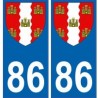86 Vienne autocollant plaque blason armoiries stickers département