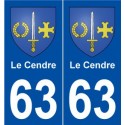 63 Le Cendre blason autocollant plaque stickers ville