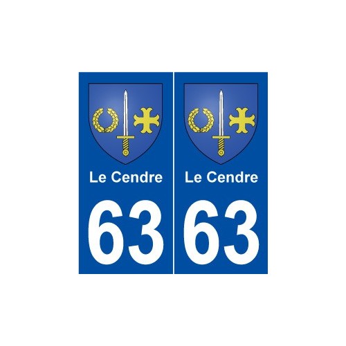 63 Le Cendre blason autocollant plaque stickers ville
