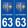 63 Le Cendre blason autocollant plaque stickers ville
