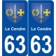 63 Le Cendre blason autocollant plaque stickers ville