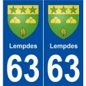 63 Lempdes blason autocollant plaque stickers ville