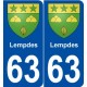 63 Lempdes blason autocollant plaque stickers ville