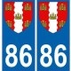 86 Vienne autocollant plaque blason armoiries stickers département