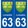 63 Lempdes blason autocollant plaque stickers ville