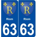 63 Riom blason autocollant plaque stickers ville
