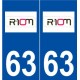 63 Riom logo autocollant plaque stickers ville