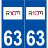 63 Riom logo autocollant plaque stickers ville