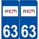 63 Riom logo autocollant plaque stickers ville