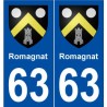 63 Romagnat blason autocollant plaque stickers ville
