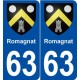 63 Romagnat blason autocollant plaque stickers ville