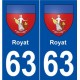 63 Royat blason autocollant plaque stickers ville