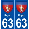 63 Royat blason autocollant plaque stickers ville