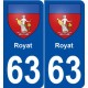 63 Royat blason autocollant plaque stickers ville