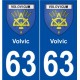 63 Volvic blason autocollant plaque stickers ville