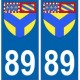 89 Yonne autocollant plaque blason armoiries stickers département