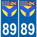 89 Yonne autocollant plaque blason armoiries stickers département
