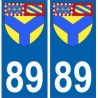 89 Yonne autocollant plaque blason armoiries stickers département
