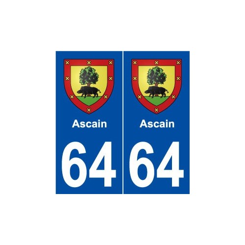 64 Ascain blason autocollant plaque stickers ville
