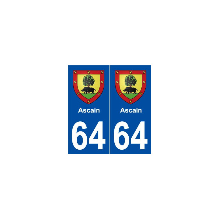 64 Ascain blason autocollant plaque stickers ville