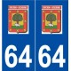 64 Ascain logo autocollant plaque stickers ville