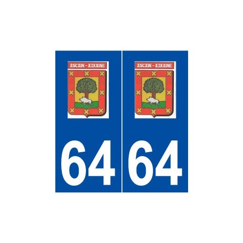 64 Ascain logo autocollant plaque stickers ville