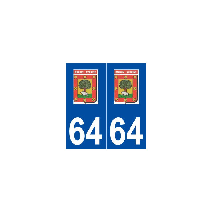 64 Ascain logo autocollant plaque stickers ville