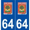 64 Ascain logo autocollant plaque stickers ville