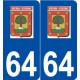 64 Ascain logo autocollant plaque stickers ville
