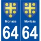 64 Morlaàs blason autocollant plaque stickers ville