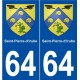 64 Saint-Pierre-d'Irube blason autocollant plaque stickers ville