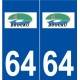 64 Boucau logo autocollant plaque stickers ville