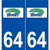 64 Boucau logo autocollant plaque stickers ville