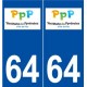 64 Pau logo autocollant plaque stickers ville