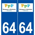 64 Pau logo autocollant plaque stickers ville