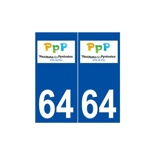 64 Pau logo autocollant plaque stickers ville