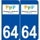 64 Pau logo autocollant plaque stickers ville