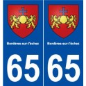 65 Bordères-sur-l'échez blason autocollant plaque stickers ville