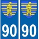 90 Territoire de Belfort autocollant plaque blason armoiries stickers département