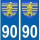 90 Territoire de Belfort autocollant plaque blason armoiries stickers département