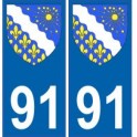 91 Essonne autocollant plaque blason armoiries stickers département