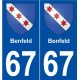 67 Benfeld blason autocollant plaque stickers ville