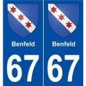 67 Benfeld blason autocollant plaque stickers ville
