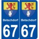 67 Betschdorf blason autocollant plaque stickers ville